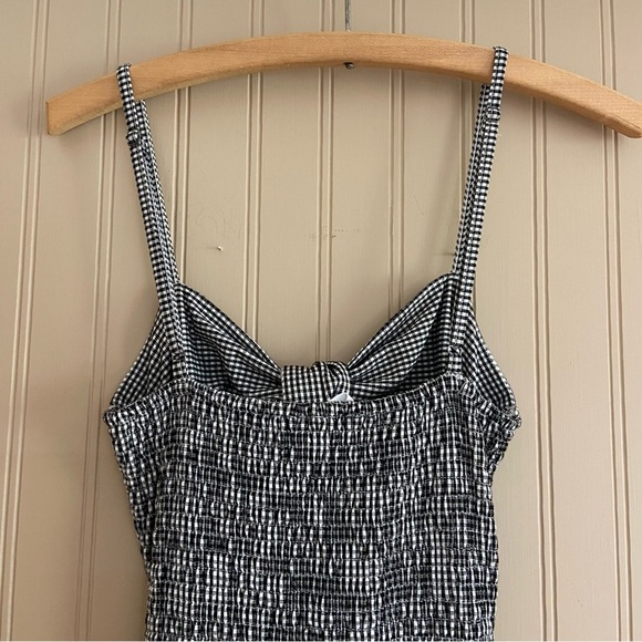 MABLE Anthropology Black Gingham Smock Fitted Tie Dress Women’s Size Small - Picture 8 of 12